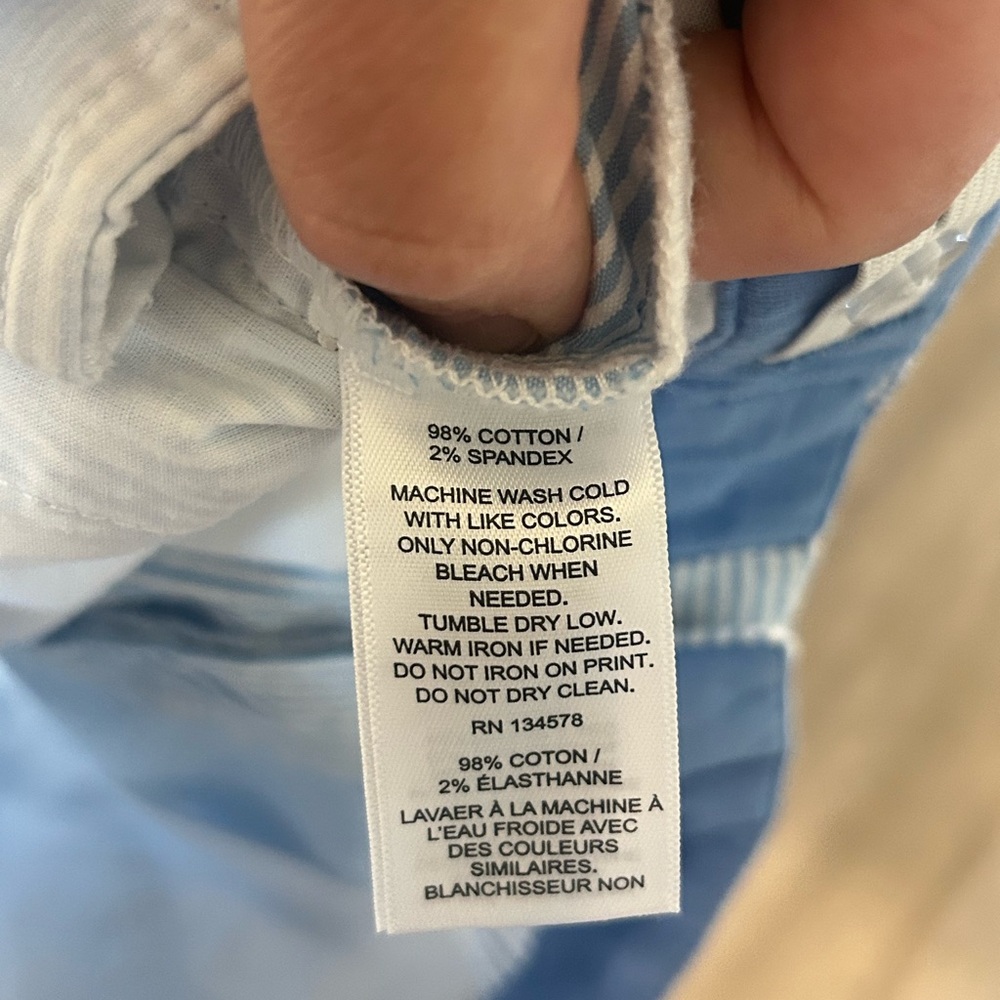 Vineyard Vines Light Blue & White Striped Seersucker Chinos size 7 - Picture 6 of 7